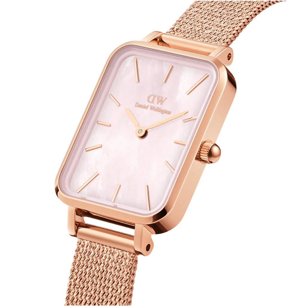 (ทักแชทรับโค้ด) Daniel Wellington นาฬิกา Quadro Pressed Rose Gold MOP สีโรสโกลด์
