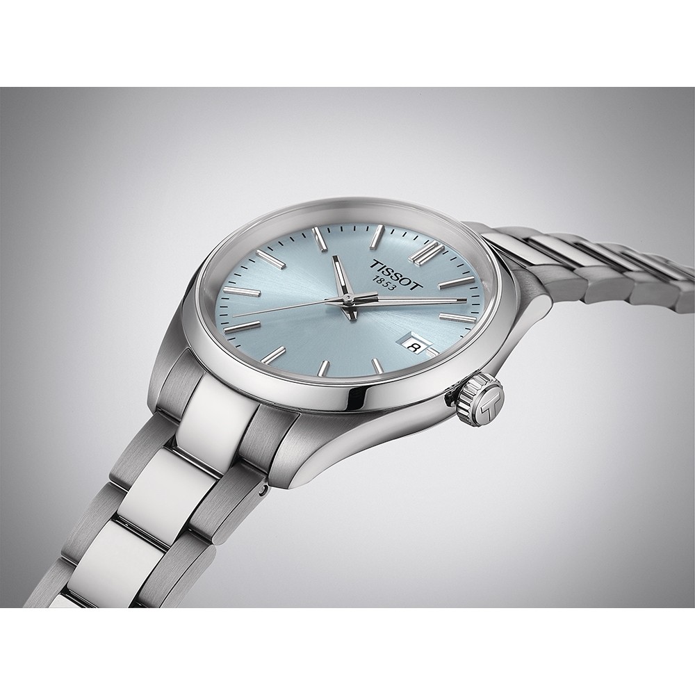 Tissot PR100 34 mm ทิสโซต์ พีอาร์ 100 34 มม. สีไอซ์บลู เทา T1502101135100 นาฬิกาผู้หญิง
