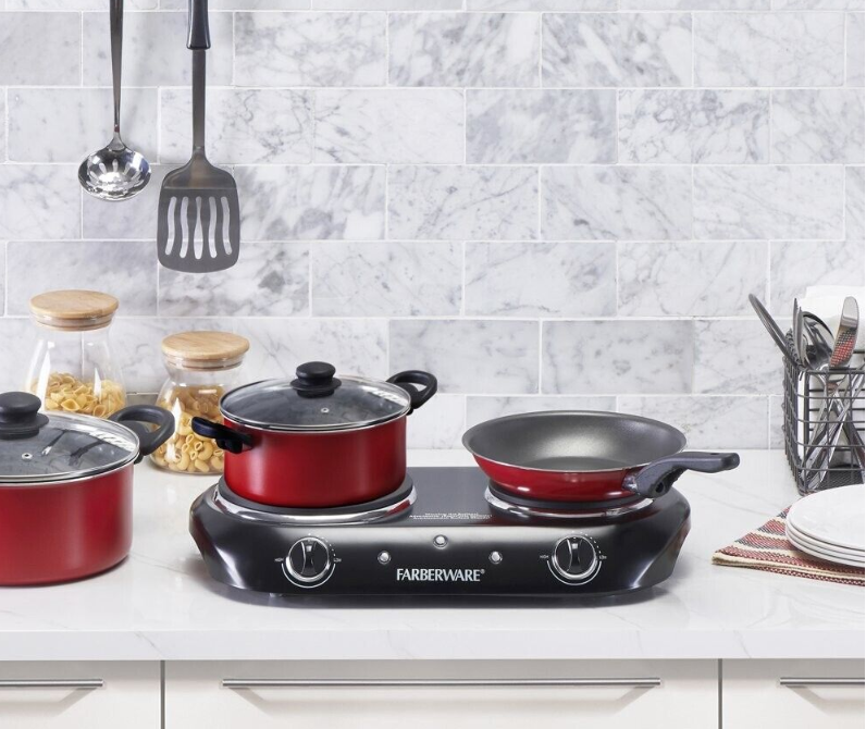 Portable Electric Stove Cooktop Burner 1800W Hot Plate 2 Burners Kitchen Cooking