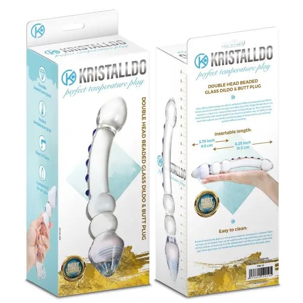 Kristalldo – Double head beaded glass dildo& butt plug Double head beaded glass dildo& butt plug